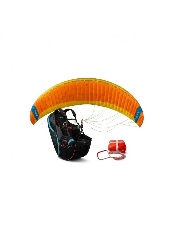 Pack de iniciación parapente Nova Nivo con arnés Itus y paracaídas de reserva Pentagon